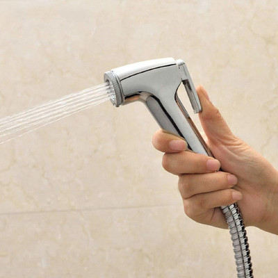 PMO HF-02 BD Plastic Health ABS County Health Faucet Bidet Gun Shower Chrome Finish (Silver) Health Faucet(Single Handle Installation Type)
