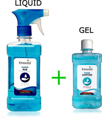 KESUDA 1 Liter LIQUID  Spray with 500ml  GEL with flipflop cap (1L+500ml) Hand Sanitizer Bottle(2 x 0.75 L)