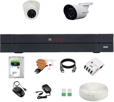 CP PLUS 2.4MP 4Ch DVR (1080P) + 2.4 Megapixel 1 Dome & 1 Bullet Camera + 1TB Surveillance Hard Disk + Copper Cable 1 Bundle + Power Supply + BNC & DC Pins ( Day/Night Vision, IP66 Water and Dust Proof, 20Mtr IR Distance) Security Camera(1 TB, 4 Channel)
