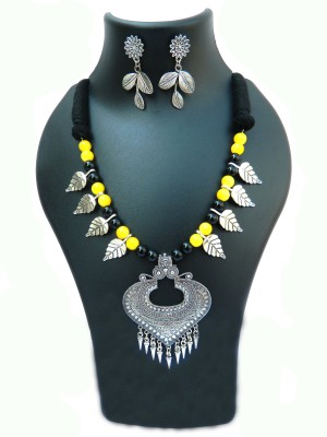 shreejacollection Oxidised Silver Yellow, Black Jewellery Set(Pack of 1)