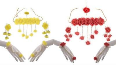 style revolver Fabric, Paper Yellow, Red Jewellery Set(Pack of 1)