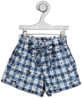 GINI JONY Short For Girls Casual Printed Cotton BlendBlue Pack of 1