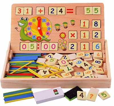WISHKEY 2 In 1 Double Sided Multi Functional Digital Computing Learning Box,Montessori Early Teaching Educational Toy(Multicolor)