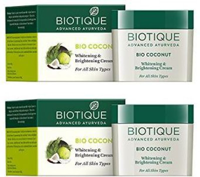 BIOTIQUE bio coconut whitening & brightening cream 50gm (pack of 2)(100 g)