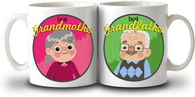 Exciting Lives Grandparentss Set Of Two Ceramic Coffee Mug(330 ml, Pack of 2)