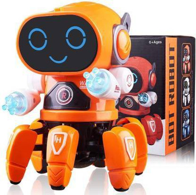 Toyvala Bot Robot Octopus Style, Colorful Lights, Music & All Direction Movement Toy57(Multicolor)
