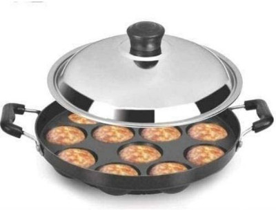 Manja Art Paniarakkal with Lid 0.25 L capacity 22 cm diameter(Aluminium, Non-stick)