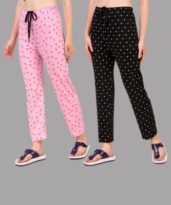 Christy World Printed Women Black, Pink Track Pants