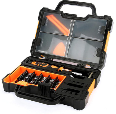 JAKEMY 46 In 1 Professional Screwdriver Set Household Repair, Bits made from High Rigidity Alloy, Includes 34 Bits, Accessory Boxes, Magnetizer Area, tweezer with curved tips and more - JM-8152 Standard Screwdriver Set(Pack of 1)