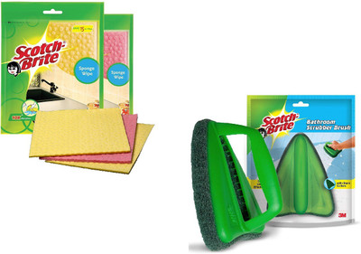 Scotch-Brite Sponge wipe bathroom scrub brush Sponge Wipe(Medium, Pack of 2)