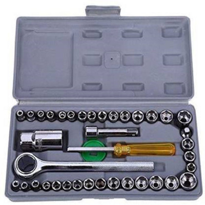 PARAM Shuaitech 40 in 1 Screw Driver Set PCS Automobile Motorcycle Tool Box Set Socket Wrench Sleeve Suit Hardware Auto Car Repair Tools Socket Wrenches Screw Driver Set Hand Tool Kit (40 Tools) Hand Tool Kit(40 Tools)