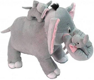 RBB HUB Cute Mother Elephant with 2 Babies Soft/ Stuffed toys - 40 cm (Grey)  - 40 cm(Multicolor)