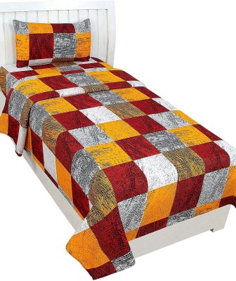 Home Readiness 160 TC Polycotton Single Geometric Flat Bedsheet(Pack of 1, Multicolor)