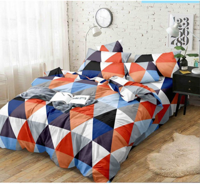 KHWAISH KOLLECTION 240 TC Microfiber Double Printed Flat Bedsheet(Pack of 1, Multicolor)