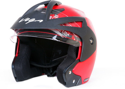 VEGA Crux OF (Open Face) Motorbike Helmet(Red)