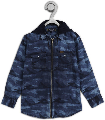 Gini Jony Boys Printed Casual Blue Shirt