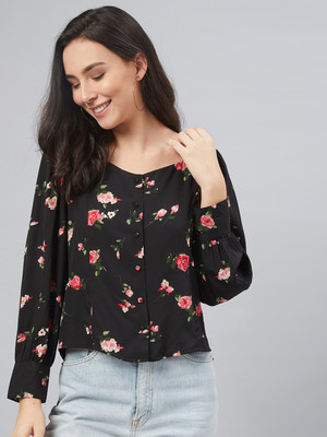 RARE Women Printed Casual Black Shirt