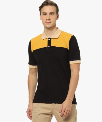 CAMPUS SUTRA Colorblock Men Polo Neck Black T-Shirt