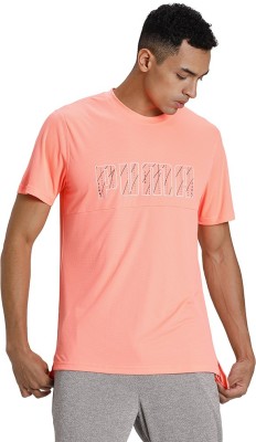 PUMA Graphic Print, Solid Men Round Neck Pink T-Shirt