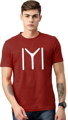 WYD Printed Men Round Neck Maroon T-Shirt