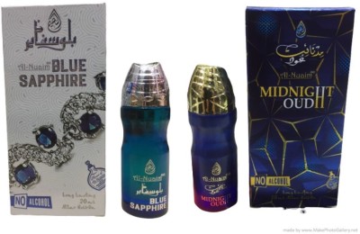 Al Nuaim BLUE SAPPHIRE AND MIDNIGHT OUD 20 ML ROLL ON ATTAR(PACK OF 2) Floral Attar(Floral, Oud (agarwood))