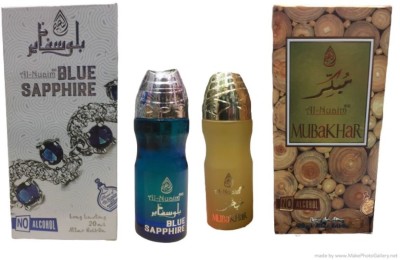 Al Nuaim BLUE SAPPHIRE AND MUBAKHAR 20 ML ROLL ON ATTAR (PACK OF 2) Floral Attar(Floral, Natural)