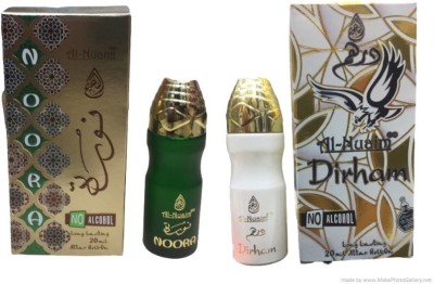 Al Nuaim NOORA AND DIRHAN 20 ML ROLL ON ATTAR (PACK OF 2) Floral Attar(Floral, Musk Arabia)