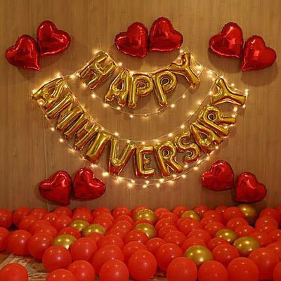 Devnidhi agri products Solid Happy Anniversary combo 78 piece set (16 letter of happy anniversary + 60 piece gold + red + blue balloon Balloon(Gold, Red, Blue, Pack of 78) Devnidhi agri products Solid Happy Anniversary combo 78 piece set (16 letter of happy anniversary + 60 piece gold + red + blue balloon Balloon(Gold, Red, Blue, Pack of 78)