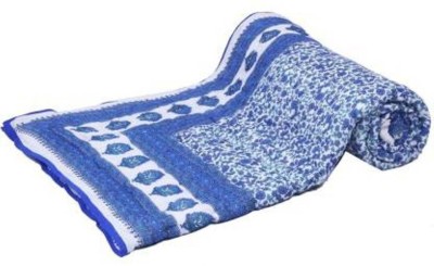 KUSHLCREATION Printed Double Quilt for  Mild Winter(Cotton, Blue)