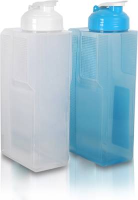 Muchmore MUCH-MORE Combo of 2 Big Size Water Bottles 2.6 Liters for Fridge Use 2600 ml Bottle  (Pack of 2, Blue, White, Plastic)