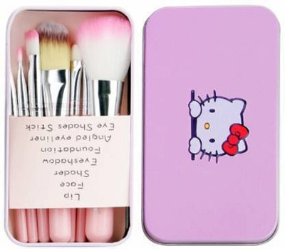 JOTKAPARKASH Mini Pink Brush Set with storage box set of 7(Pack of 7)