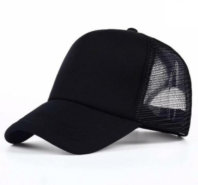 reyiys Fashionable Classic Look Black Half Net Solid Sports/Regular Cap Cap