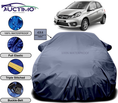 AUCTIMO Car Cover For Honda Brio (With Mirror Pockets)(Grey)