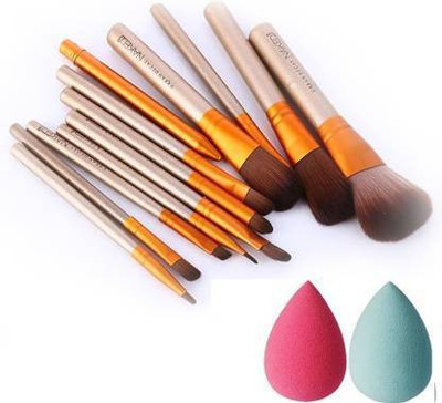 hich Makeup Brush Set + 2 Sponge Puff(14 Items in the set)