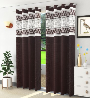 RS COLLACTION 274 cm (9 ft) Polyester Long Door Curtain (Pack Of 2)(Printed, Brown)