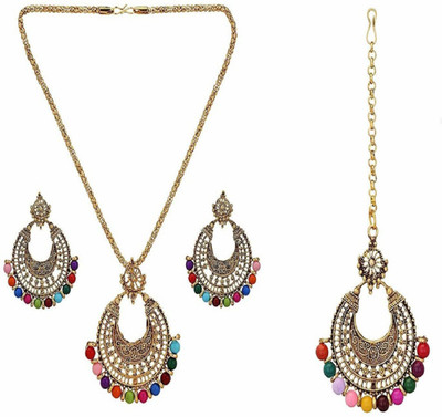 jatin imitation Metal Gold-plated Multicolor Jewellery Set(Pack of 1)