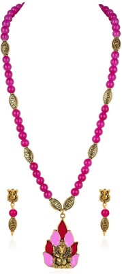 JFL Jewellery for Less Copper, Plastic Gold-plated Pink, Gold Jewellery Set(Pack of 1)