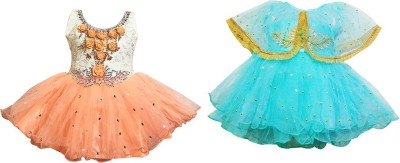 any time fashion Baby Girls Midi/Knee Length Festive/Wedding Dress(Multicolor, Sleeveless)