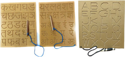 Ashmi Wooden Combo Hindi Alphabet (Varnmala) And English Capital Alphabet Writing Practice Wooden Boards - Educational Toys for Kids 2 to 7 Years Old, Helps Children in Future to Write in Time Bound and Correct Way(Brown)