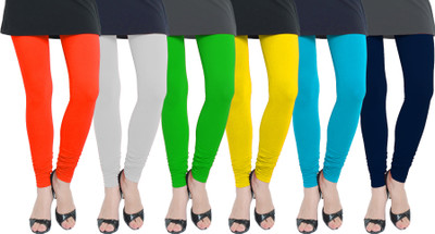 Heena Fashion Care Churidar  Western Wear Legging(Orange, White, Green, Yellow, Light Blue, Dark Blue, Solid)