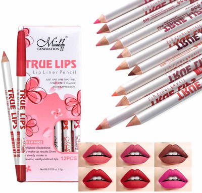 Menow True lips lip liner pencil set of 12(multicolor)