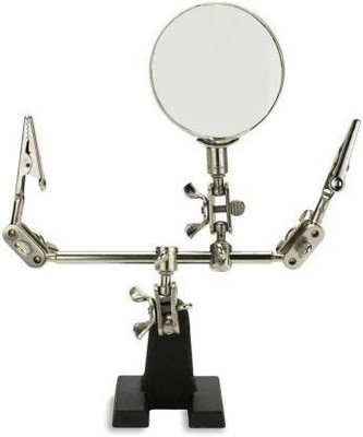 Protos India.Net Third Hand Soldering Iron Stand Helping Magnifying Tool,Magnifying Glass electric iron clamps 2.5x Magnifier(Black, Silver)