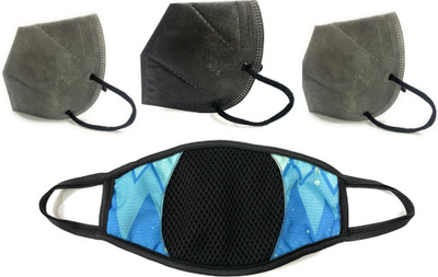 Pramadda Reusable N 95 Super Face mask for men and women girls pollution Shield mask for kids 5 layer shield protection mask for adults and kids without respirator and Melt Blown fabric combo pack sj95 Water Resistant, Reusable, Washable(Grey, Black, Blue, Free Size, Pack of 4) Flipkart