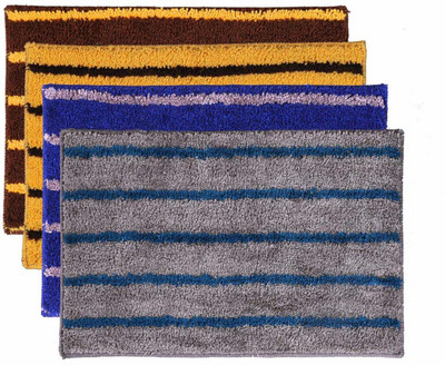 SR Handloom Polyester Door Mat(Multicolor 1, Small, Pack of 4)