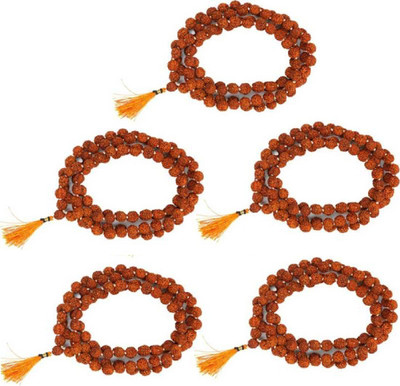 Aanya Jewels 5 Mukhi Rudraksha Mala with 108 Beads in 6 mm size Wood mala (Pack of 5) Wood Chain