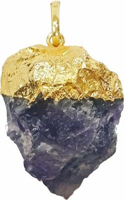 Shubhanjali Raw Amethyst Stone Pendant for Women and Men Golden Tone Dipped Purple Amethyst Charm Raw Rough Natural Stones Pendant for Reiki Healing and Crystal Healing Gemstone Jewellery Gold-plated Amethyst Stone Pendant