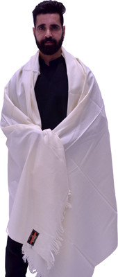 Indian shawl Wool Solid Men Shawl(White)