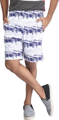 SDS FASHION Printed Men White, Blue Basic Shorts