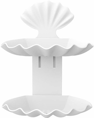 Druidstone Double Layer Soap Holder Bathroom Shelf Shell Shape Soap Plastic 2 Layer Stand(White)