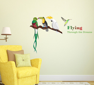 Wallzone 100 cm Flying Though The Dreams Removable Sticker(Pack of 1)